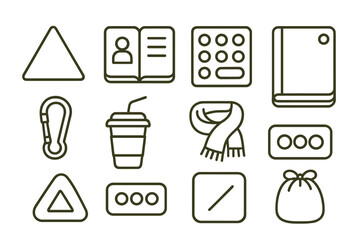 Poster - Office essentials icon set. linear style for workplace, productivity, stationery icons