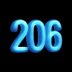 Poster - Futuristic Neon Number Design in Vibrant Blue Color with Abstract Wireframe Structure on Black Background