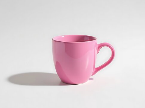 Pink Mug Silhouette Against White Background