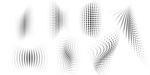 Poster - modern set of different abstract halftone dots pattern vector illustration for background