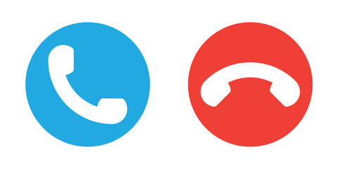 Poster - Call accept and decline icon. phone dial, answer and end buttons for apps and UI design. Transparent PNG and vector illustration.