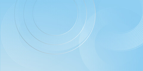 Poster - Circle effect style banner background pastel colorful blue and white gradations. Abstract geometric design modern simple abstract