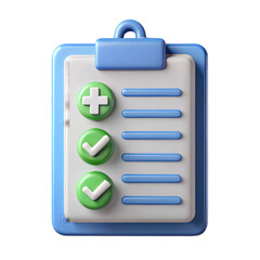 Fototapete - Medical checklist check up side view 3d rendering illustration icon on transparent background for health
