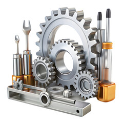 Poster - Setting tools gear front view 3d rendering illustration icon on transparent background for system setup
