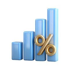 Poster - Graphic chart percentage front view 3d rendering icon illustration on transparent background for data visuals
