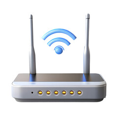 Poster - WiFi router internet side view 3d rendering icon illustration on transparent background for tech visuals
