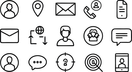 Poster - Set of web and internet icons including mail phone globe and social media symbols in vector style