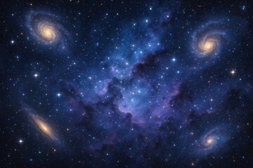 Canvas Print - Infinite deep space vista showcasing brilliant stars and colorful nebula clouds in vast cosmic galaxy expanse