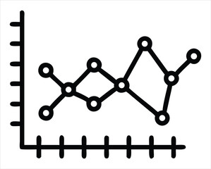 Poster - Simple hand-drawn line graph illustrating data trends and fluctuations over time with marked intervals on axes. Ideal for: Educational materials explaining graph interpretation and data trends