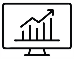 Poster - A computer screen displaying a simple line graph with rising bars indicating upward financial growth and positive trend analysis. ideal for: financial reports and dashboards
Business growth present