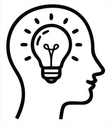 Aufkleber - Illuminated mind: a conceptual icon representing a brilliant idea or insight within a human head. use in educational materials, startup presentations, corporate strategy visuals, design thinking works