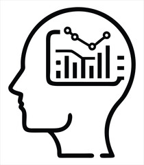 Aufkleber - Conceptual illustration of data analysis and insights within a human mind representing cognitive processing of information and trends. ideal for use in technology, AI, machine learning, data science