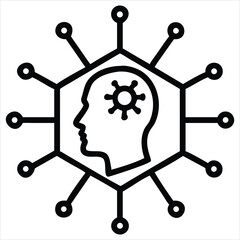 Aufkleber - Abstract representation of artificial intelligence and neural networks within a human head symbolizing cognitive processes and digital connections. ideal for use in technology blogs, AI research 