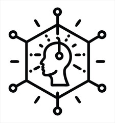 Aufkleber - Abstract representation of artificial intelligence and human cognition connected by a network of ideas and data. Ideal for technology blogs, AI-related presentations, scientific journals, educational