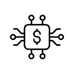 Poster - Dollar sign on circuit board electronic money silhouette vector illustration