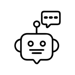 Poster - Chatbot head with speech bubble outline silhouette vector illustration