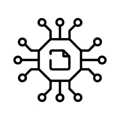 Fototapete - Electronic chip document file data storage network silhouette vector illustration