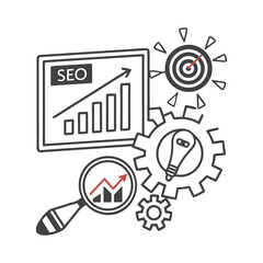 Poster - Seo performance optimization process concept silhouette vector illustration