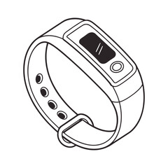 Fototapete - Wristband smartwatch fitness tracker device silhouette vector illustration