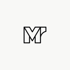 Poster - Linear Letters MR Logo Design with white background.