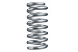 Rotating chrome metal spring on a transparent background, showcasing its sleek design and versatility for various industrial applications