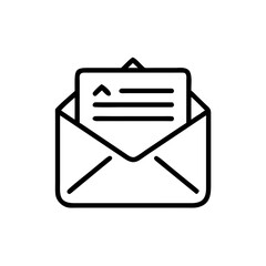 Poster - Illustration of an open envelope with a letter inside, depicted with simple black outline design style