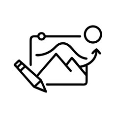 Poster - Outline drawing showing a pencil drawing a graph with an upward arrow and a circle at the end point