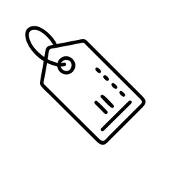 Poster - Illustration of a simple price tag with a string and some lines and dots on it in black and white