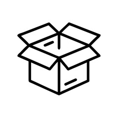 - Illustration of an open cardboard box with flaps showing the inside and outside in black lines