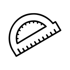 Poster - Illustration of a protractor with degree markings and a straight edge for measuring angles and drawing