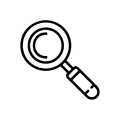 Poster - An outlined magnifying glass with a handle is displayed on a white background in a simple illustration