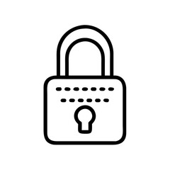 Poster - A simple line drawing of a padlock with a keyhole and combination dots for security and protection use