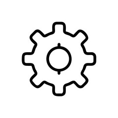 Poster - Outline drawing of a gear with a circle in the center and two short vertical lines on the circle edge