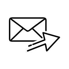  - Outline illustration of an email envelope with an arrow indicating a message being sent or forwarded