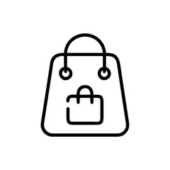 Poster - Illustration of a shopping bag with handles and a smaller bag icon inside in a simple line art style