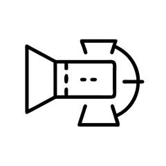 Poster - Illustration of a spotlight with a rectangular shape and a curved bracket in a simple line art style