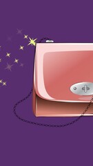 Poster - Animation of handbag icon over purple background