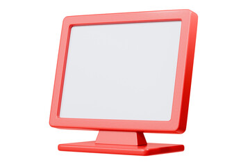 Poster - 3d Computer monitor icon isolated on white transparent background. Cartoon plastic style icon. 3d render.