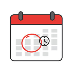 Poster - Simple calendar icon design with a highlighted date and clock, ideal for time management or scheduling apps, websites, or presentations, offering a clean and modern aesthetic suitable for various