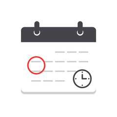 Poster - A clean, modern flat design icon of a calendar with a highlighted date and a clock, symbolizing important appointments and scheduling.