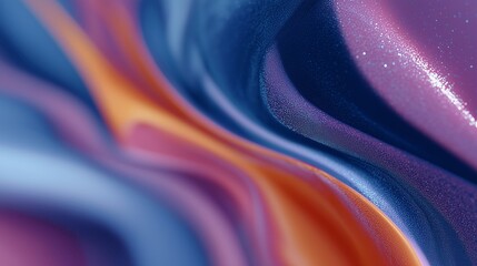 Poster - Colorful abstract wave patterns create a mesmerizing fluid design with hues of blue, orange, and purple in vibrant harmony