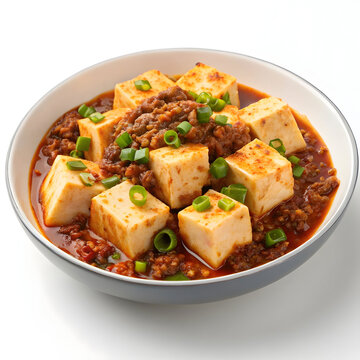 Ma poi tofu isolated on white background