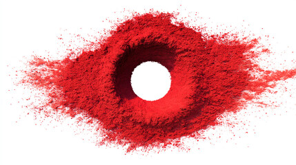 Poster - A ring of red powder with a white circle in the middle on white background