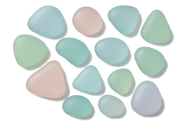 Aufkleber - Smooth, pastel-colored pebbles arranged on a transparent background, creating a soothing and decorative pattern