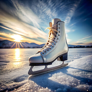 A pair of isolated ice skate on white on background