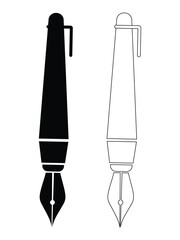 Poster - Fountain pen vector, icon set. Simple fountain pen icon fill and outline vector sign symbol website logo design. Modern writing pen element icon symbol. Vector illustration.