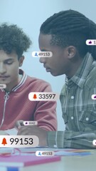 Poster - Animation of social media data processing over diverse business people in office