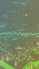 Poster - Animation of multiple graphs with changing numbers over moving vehicles on street in city