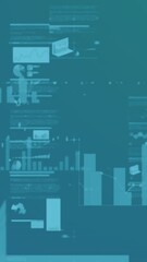 Leinwandbilder - Animation of multiple graphs, loading circles and trading board over abstract background