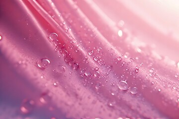 Poster - Numerous water drops adorn a textured pink surface, creating a fresh and vibrant abstract background